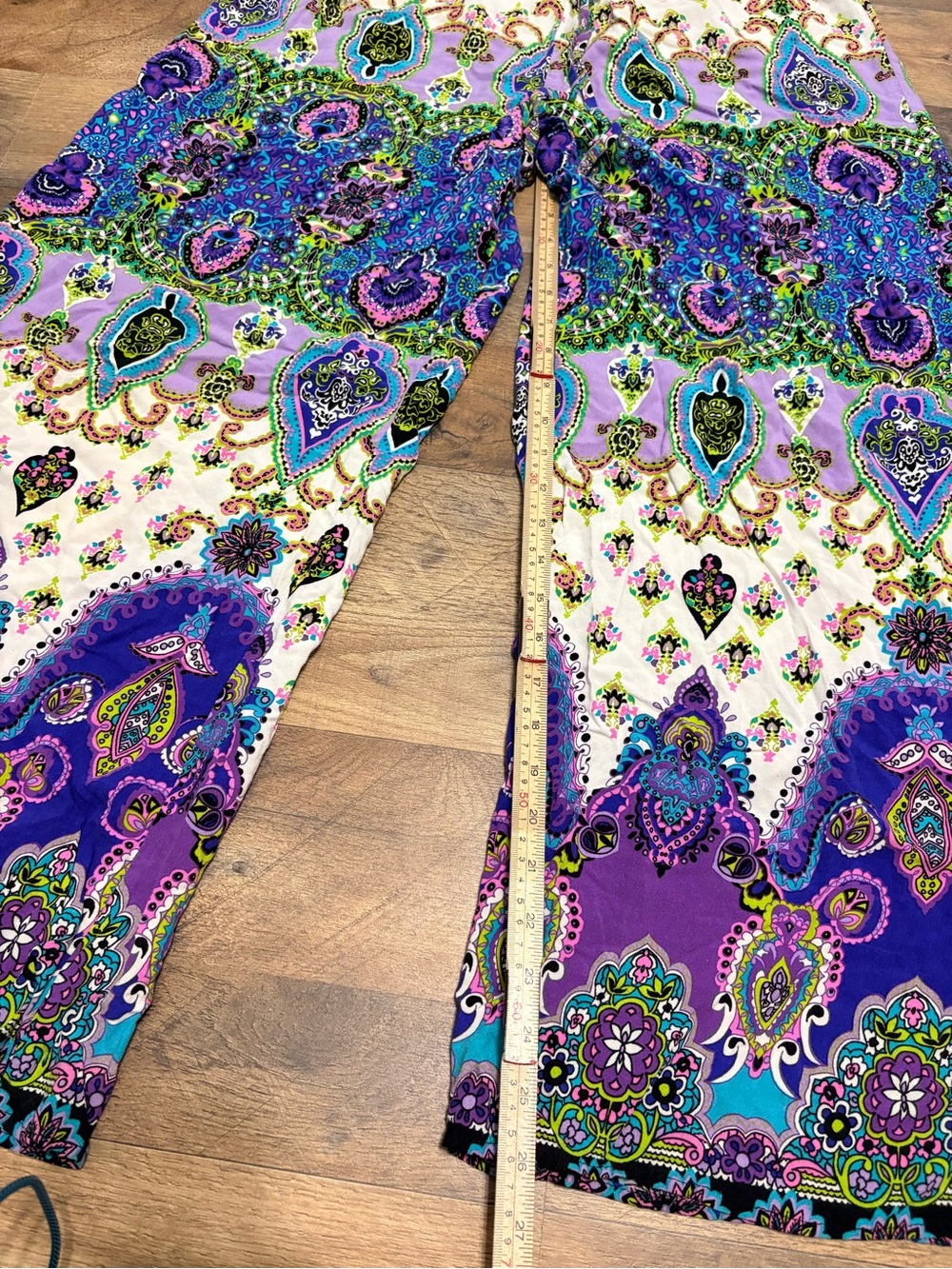 Yummy Plus Women’s Boho Paisley Wide Leg Palazzo Pants Size XL Purple Festival - Picture 4 of 8